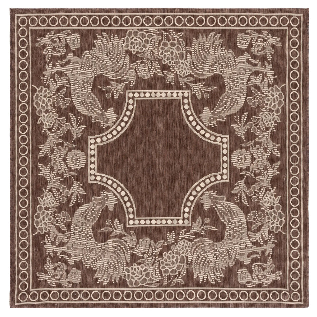 Safavieh Courtyard 6'-7" x 6'-7" Rug in Chocolate / Natural