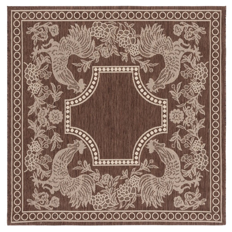 Safavieh Courtyard 6'-7" x 6'-7" Rug in Chocolate / Natural