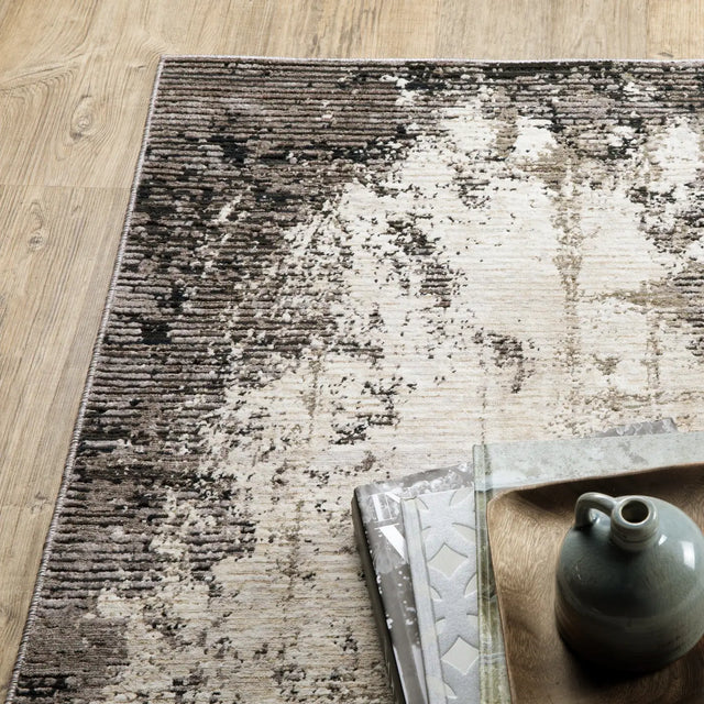 Oriental Weavers Sphinx Nebulous 7151E Grey/ Ivory Rugs - corner detail