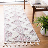 Safavieh Moroccan Tassel Shag 2'-3" x 8'-0" Rug in Pink / Ivory