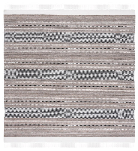 Safavieh Striped Kilim 7'-0" x 7'-0" Rug in Black / Ivory