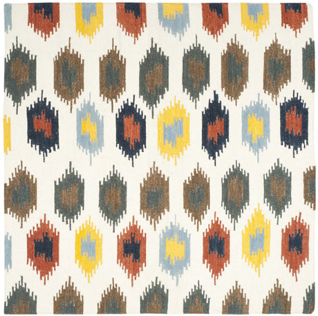 Safavieh Dhurries 6'-0" x 6'-0" Rug in Ivory / Multi
