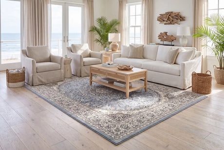 Dynamic Rugs Ancient Garden 57119 Steel Blue / Cream Rugs - Room