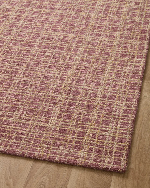 Chris Loves Julia x Loloi Polly POL-03 Berry / Natural Rug - angled corner on wood