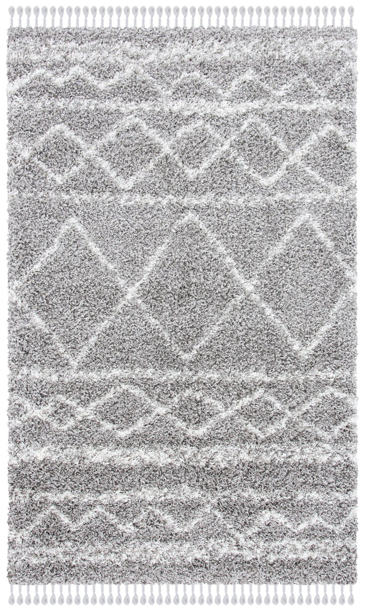 Safavieh Pro Lux Shag 400 4'-0" x 6'-0" Rug in Grey / Ivory