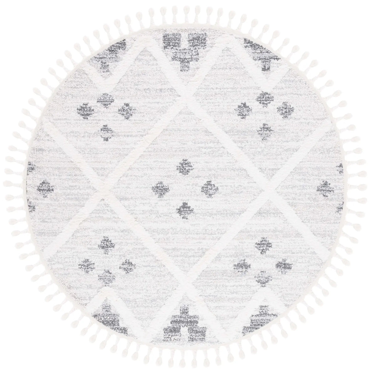 Safavieh Moroccan Tassel Shag 6'-7" x 6'-7" Rug in Beige / Ivory