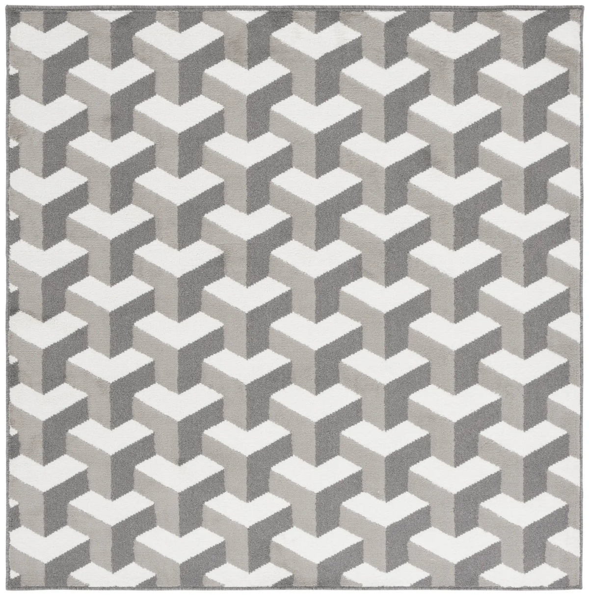 Safavieh Pyramid 6'-7" x 6'-7" Rug in Grey / Ivory