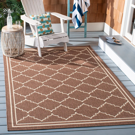 Safavieh Courtyard 4'-0" x 5'-7" Rug in Chocolate / Cream