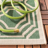 Safavieh Courtyard 5'-3" x 7'-7" Rug in Dark Green / Beige