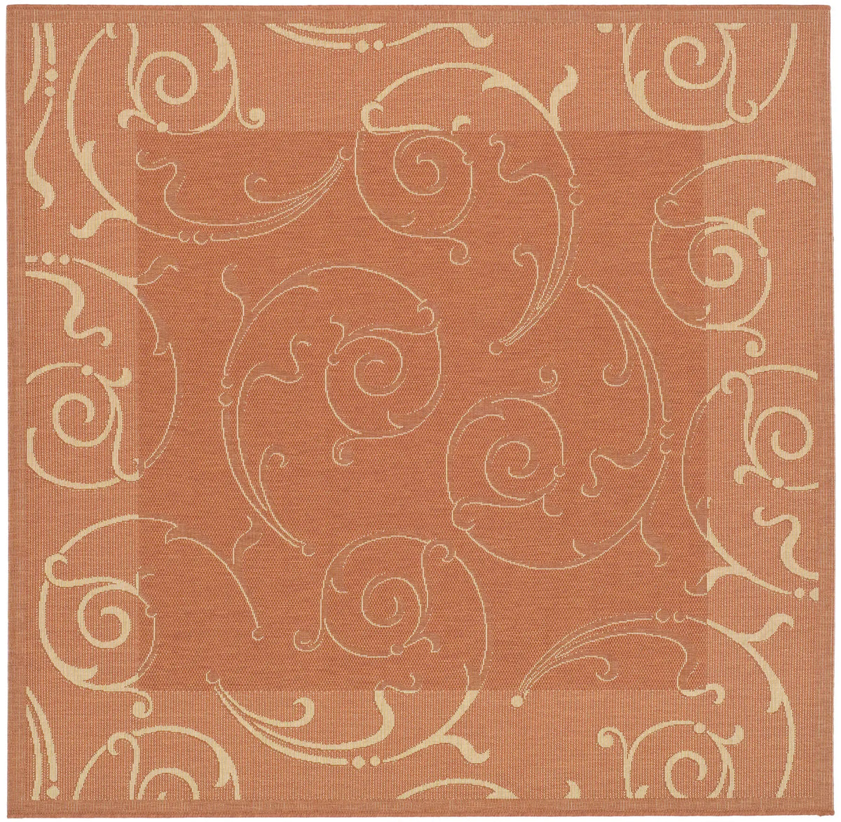 Safavieh Courtyard 6'-7" x 6'-7" Rug in Terracotta / Natural