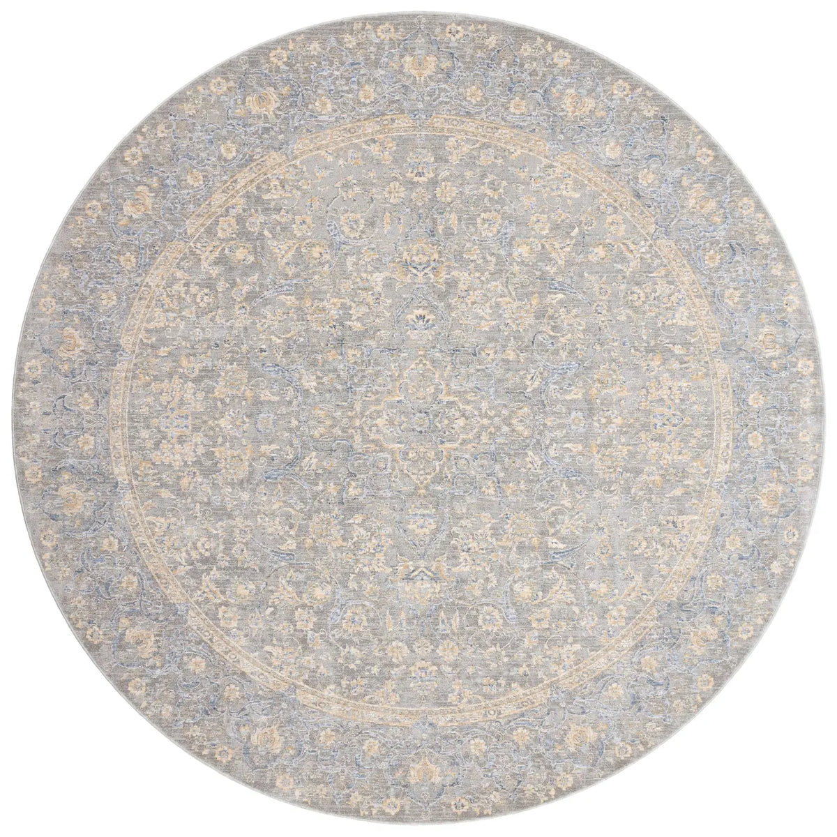 Loloi Pandora Pan-01 Stone / Gold Rugs - round flat