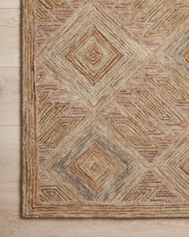 Loloi Varena Var-02 Berry/Multi Rug - corner on wood