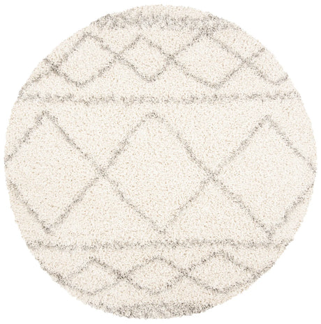 Safavieh Pro Lux Shag 400 5'-1" x 5'-1" Rug in Ivory / Light Grey