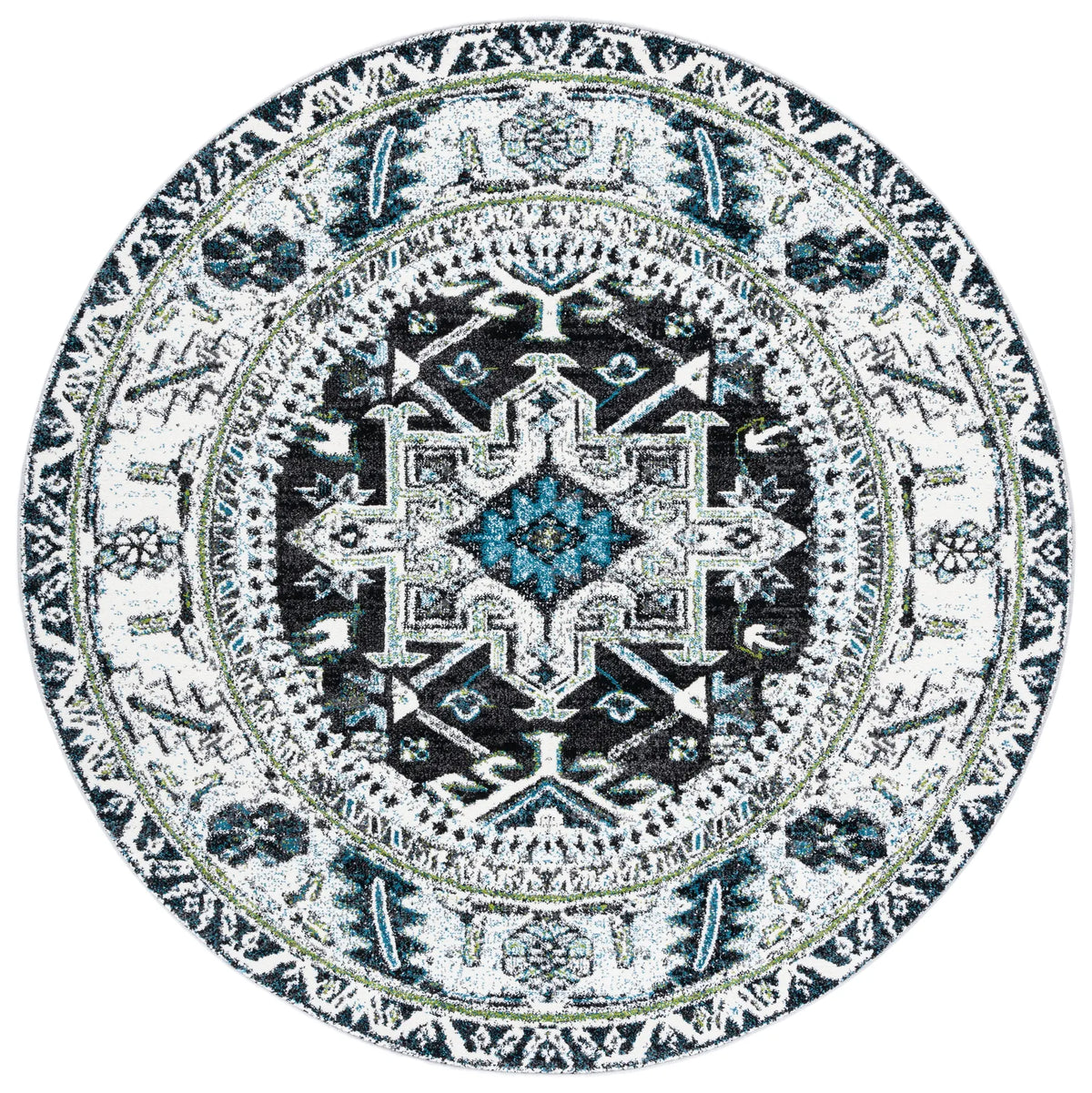 Safavieh Vintage Hamadan 6'-7" x 6'-7" Rug in Dark Grey / Ivory