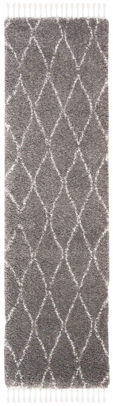 Safavieh Moroccan Fringe Shag 2'-2" x 8'-0" Rug in Grey / Ivory