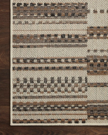 Loloi Rainier Rai-08 Ivory/Taupe Rug - corner on wood