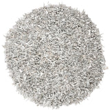 Safavieh Leather Shag 5'-0" x 5'-0" Rug in Grey / White