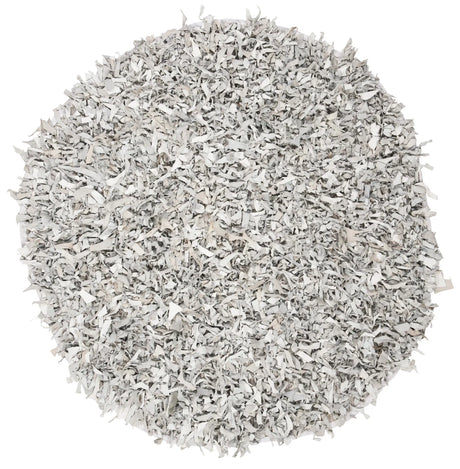 Safavieh Leather Shag 5'-0" x 5'-0" Rug in Grey / White