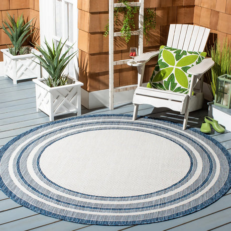 Safavieh Courtyard 10'-0" x 10'-0" Rug in Ivory / Navy