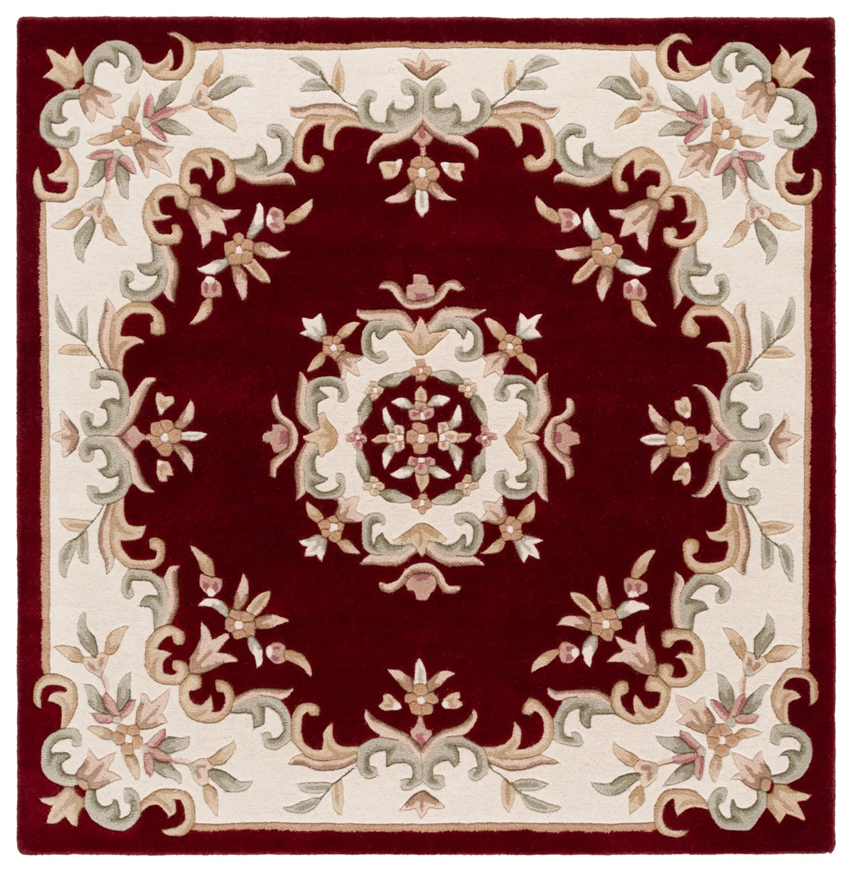 Safavieh Aubusson 6'-0" x 6'-0" Rug in Red / Ivory