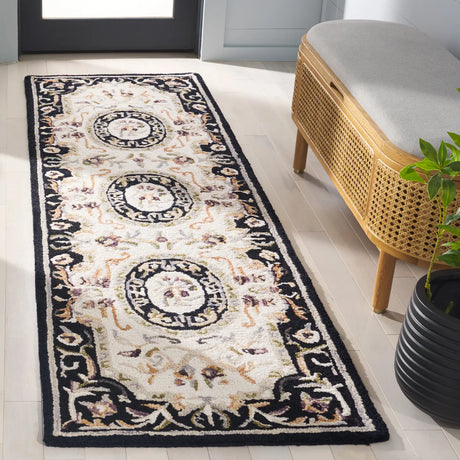 Safavieh Savonnerie 2'-3" x 8'-0" Rug in Ivory / Black