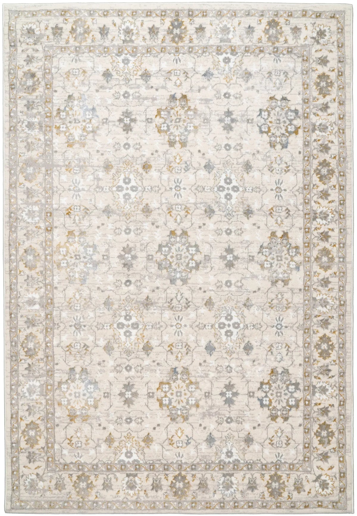 Dynamic Rugs Azure 12586 Power Loomed Traditional Ivory/Grey/Blue Rug - Rectangular