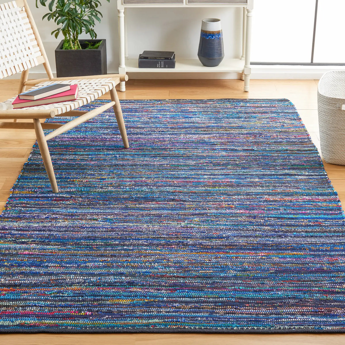 Safavieh Rag Rug 5'-0" x 8'-0" Rug in Turquoise / Black