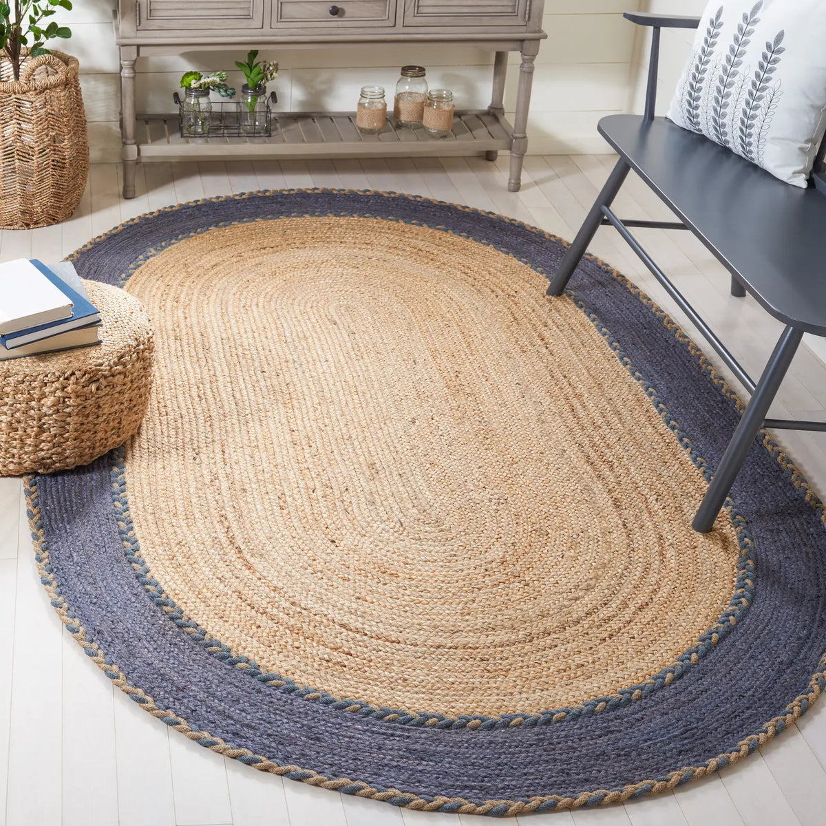 Safavieh Natural Fiber 5'-0" x 8'-0" Rug in Natural / Dark Grey