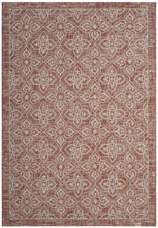 Safavieh Courtyard 5'-3" x 7'-7" Rug in Rust / Light Grey