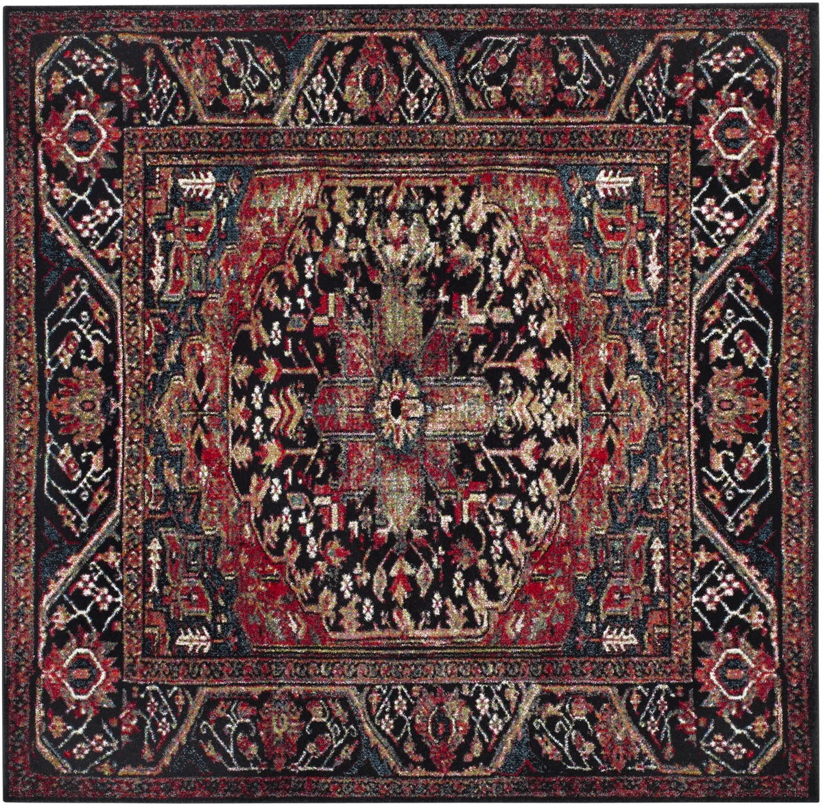 Safavieh Vintage Hamadan 6'-7" x 6'-7" Rug in Red / Multi