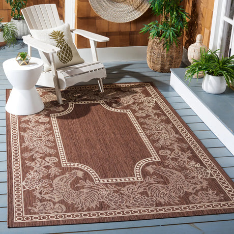 Safavieh Courtyard 5'-3" x 7'-7" Rug in Chocolate / Natural