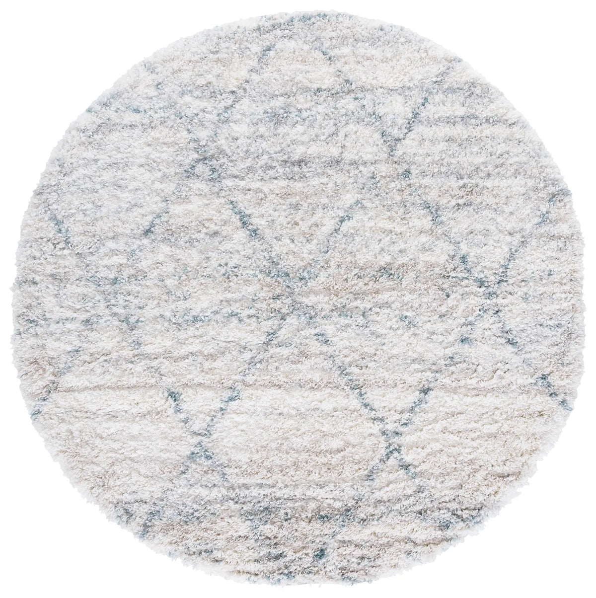 Safavieh Fontana Shag  800 6'-7" x 6'-7" Rug in Turquoise / Ivory