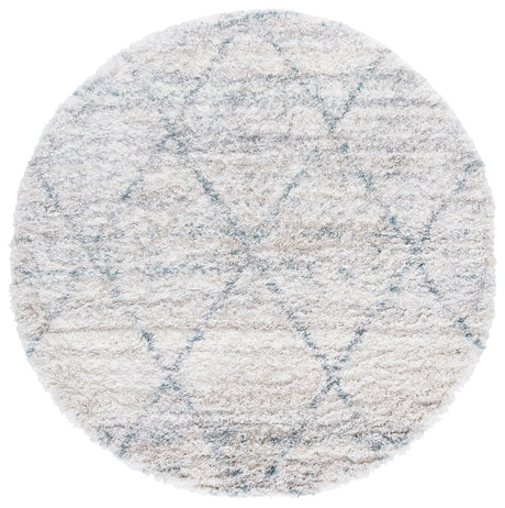 Safavieh Fontana Shag  800 6'-7" x 6'-7" Rug in Turquoise / Ivory