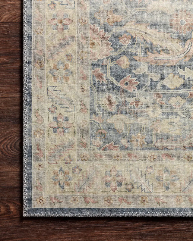 Loloi Hathaway Hth-02 Denim/Multi Rugs - corner on wood