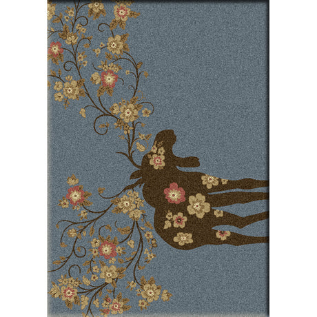 American Dakota Moose Blossom Blue Rug