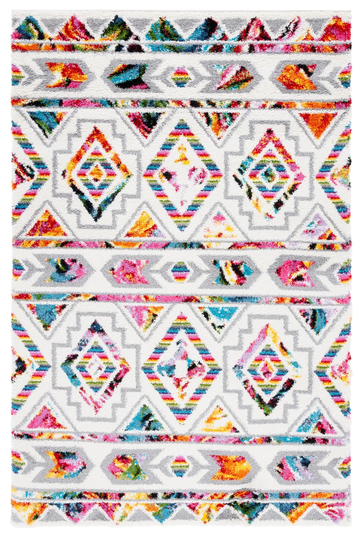 Safavieh Fiesta Shag 4'-0" x 6'-0" Rug in Cream / Multi