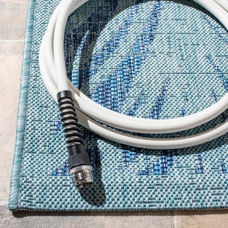 Safavieh Courtyard 4'-0" x 5'-7" Rug in Aqua / Navy