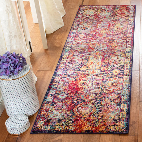 Safavieh Crystal 2'-2" x 7'-0" Rug in Navy / Orange