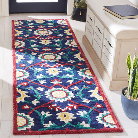 Safavieh Blossom 2'-3" x 8'-0" Rug in Navy / Red