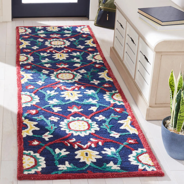 Safavieh Blossom 2'-3" x 8'-0" Rug in Navy / Red