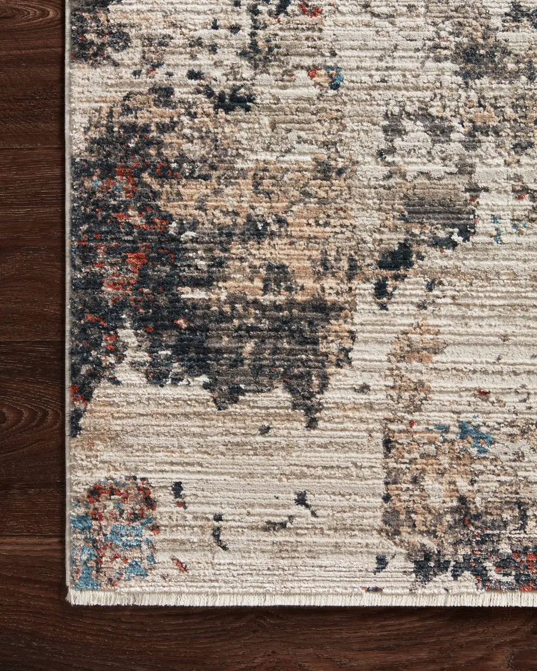 Loloi Leigh Lei-05 Ivory/Charcoal Rugs - corner on wood