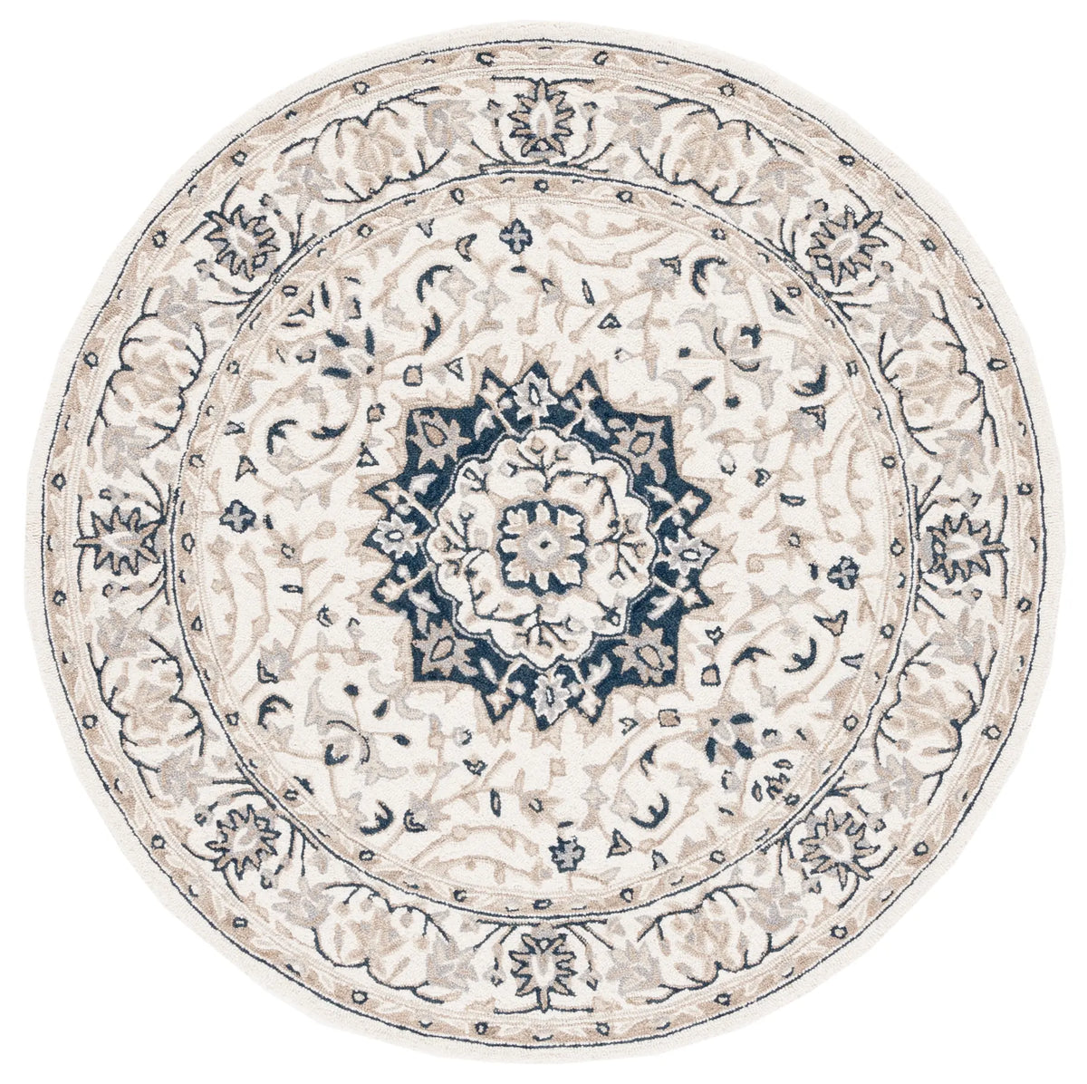 Safavieh Micro-Loop 5'-0" x 5'-0" Rug in Ivory / Navy