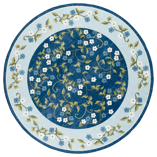 Safavieh Martha Stewart Washable 6'-0" x 6'-0" Rug in Dark Blue / Light Blue