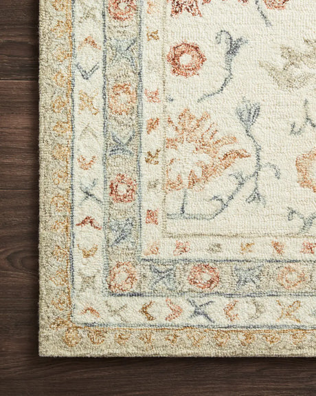 Loloi Norabel Nor-03 Ivory/Rust Rugs - corner on wood
