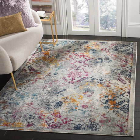 Safavieh Madison 4'-0" x 6'-0" Rug in Light Grey / Fuchsia