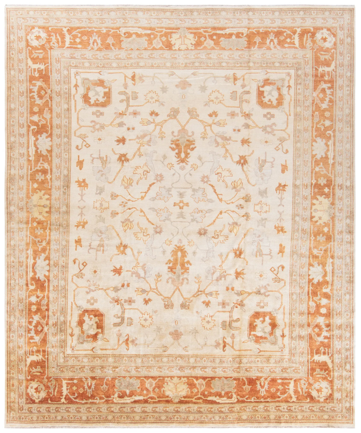 Safavieh Oushak 12'-0" x 15'-0" Rug in Ivory / Rust