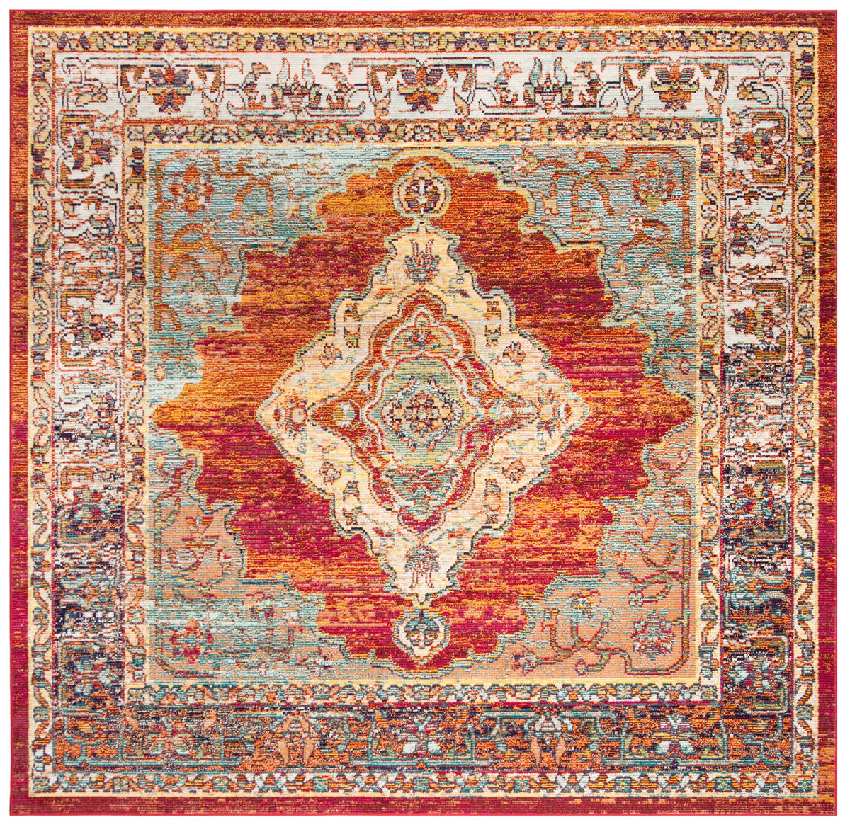 Safavieh Crystal 7'-0" x 7'-0" Rug in Orange / Light Blue