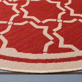 Safavieh Courtyard 5'-3" x 5'-3" Rug in Red / Bone
