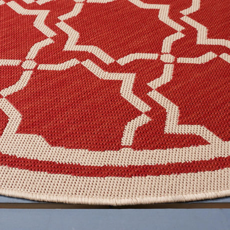 Safavieh Courtyard 5'-3" x 5'-3" Rug in Red / Bone