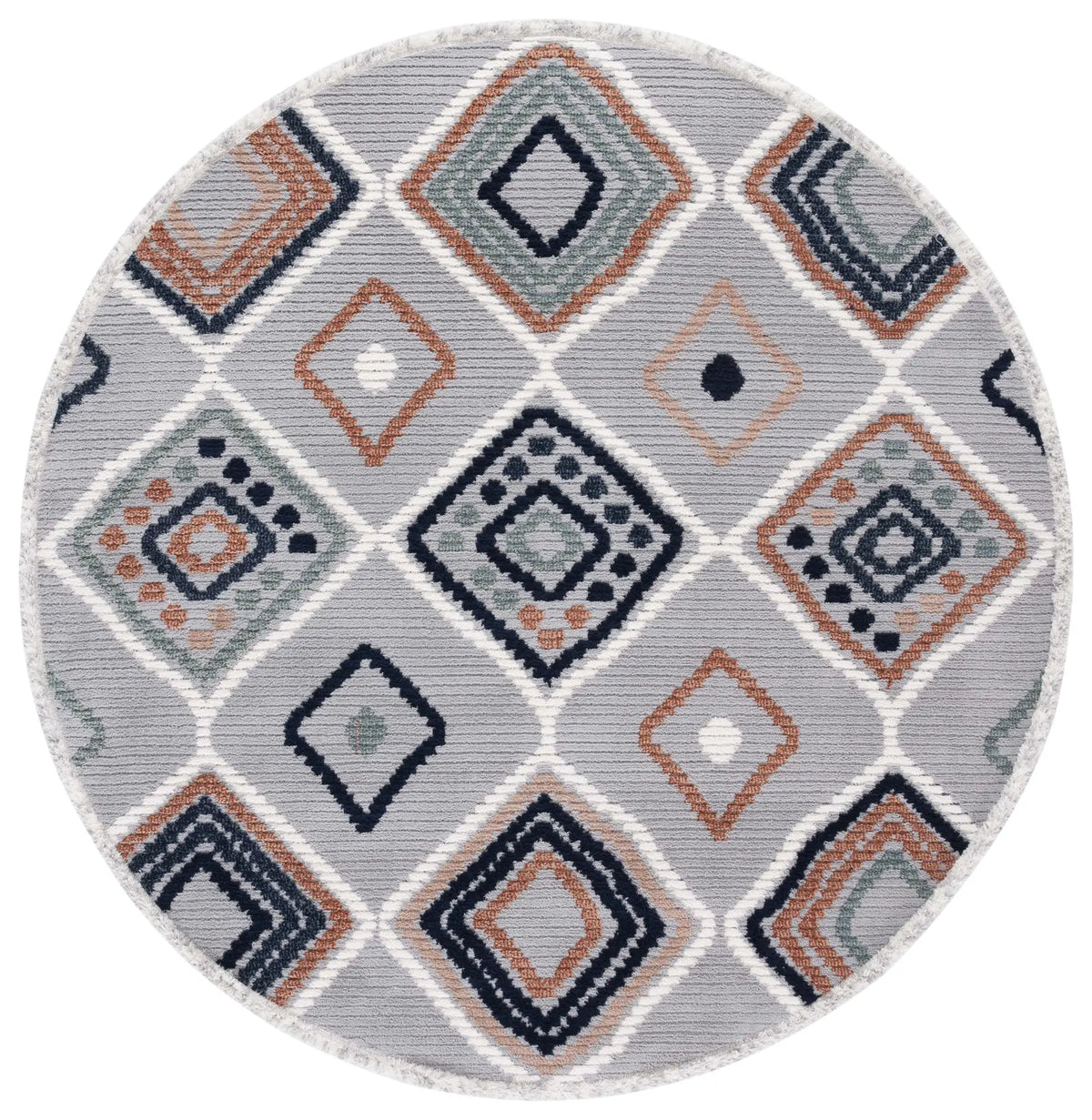 Safavieh Marrakesh 6'-7" x 6'-7" Rug in Grey / Blue Rust